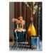 Vase sur pied verre turquoise et doré Geera H 37 cm - Photo n°2