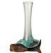 Vase verre et pied bois recyclé Azura H 30 cm - Photo n°1