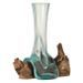 Vase verre et pied bois recyclé Azura H 19 cm - Photo n°1