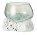 Vase verre et pied pierre blanche Marino 20 cm - Photo n°1