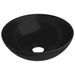 Vasque à poser de salle de bain rond en céramique noir mat - Photo n°1