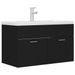 Vasque avec lavabo intégré 80 cm Noir - Photo n°1