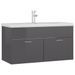 Vasque avec lavabo intégré 90 cm Gris brillant - Photo n°1