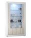 Vitrine à LED 2 portes laqué blanc brillant et pin gris Pilari L 110 cm - Photo n°1