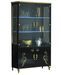 Vitrine à LED 4 portes bois vernis brillant noir et doré Jade 60 cm - Photo n°1