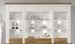 Vitrine style maison de campagne 4 portes pin blanc noyer satiné et verre Kampa L 207 cm - Photo n°1