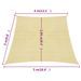 Voile d'ombrage 160 g/m² Beige 4/5x3 m PEHD - Photo n°6