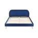 ZEN Lit scandinave velours bleu roi et pieds dorés + Sommier et tete de lit - l 140 x L 190 cm - Photo n°2