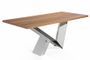 Table rectangulaire plateau bois noyer et pieds acier inoxydable Futura 220 cm