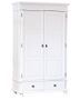 Armoire 2 portes 2 tiroirs pin massif vernis blanc Kanty