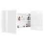 Armoire à miroir de bain à LED Blanc brillant 90x12x45 cm