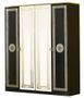 Armoire adulte 4 portes 2 avec miroirs laqué noir et doré Savana 181 cm