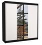 Armoire chambre adulte 2 portes coulissantes bois noir et blanc avec miroir Zafa 200 cm