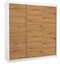 Armoire chambre adulte blanche et bois artisan 3 portes coulissantes Kamia 200 cm