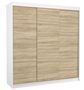 Armoire chambre adulte blanche et bois clair 3 portes coulissantes Kamia 200 cm