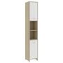 Armoire de bain Blanc et chêne sonoma 30x30x183,5 cm