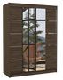 Armoire de chambre 2 portes coulissantes bois marron et miroir Norka 150 cm