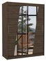 Armoire de chambre 2 portes coulissantes bois marron et miroirs en diagonale Bekone 150 cm