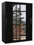 Armoire de chambre 2 portes coulissantes bois noir et miroir Linoa 150 cm
