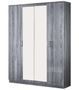 Armoire de chambre 4 portes battantes bois chêne grisé Nikoza 116 cm