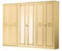 Armoire de chambre 6 portes 2 avec miroirs laqué beige et doré Savana 181 cm