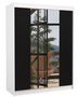 Armoire de chambre blanche 2 portes coulissantes bois noir et miroir Zomka 150 cm