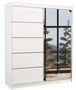 Armoire de chambre design blanche 2 portes coulissantes bois blanc et alu avec miroir Karena 180 cm