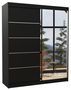 Armoire de chambre design noir 2 portes coulissantes bois noir et alu avec miroir Karena 180 cm