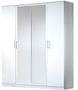 Armoire de chambre moderne 4 portes battantes bois blanc laqué et miroir Mona 181 cm