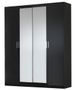 Armoire de chambre moderne 4 portes battantes bois noir laqué Mona 181 cm