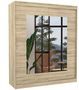 Armoire de chambre moderne bois clair 2 portes coulissantes avec miroir Rozika 180 cm