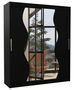 Armoire de chambre moderne noir 2 portes coulissantes avec miroir Voky 180 cm