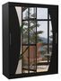 Armoire de chambre noir 2 portes coulissantes avec miroir Modela 150 cm