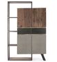 Armoire de rangement industrielle 4 portes 2 tiroirs bois de manguier recyclé et acier noir Kramer 118 cm