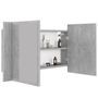 Armoire de salle de bain à miroir à LED Gris béton 80x12x45 cm