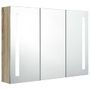 Armoire de salle de bain à miroir LED 89x14x62 cm Chêne