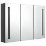 Armoire de salle de bain à miroir LED 89x14x62 cm Gris brillant