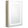 Armoire de salle de bain à miroir LED Blanc et chêne 50x13x70cm