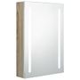 Armoire de salle de bain à miroir LED Blanc et chêne 50x13x70cm