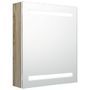Armoire de salle de bain à miroir LED Blanc et chêne 50x14x60cm