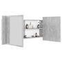 Armoire de salle de bain à miroir LED Gris béton 100x12x45 cm