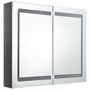 Armoire de salle de bain à miroir LED Gris brillant 80x12x68 cm