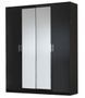 Armoire design de chambre 4 portes battantes bois laqué noir Turin 181 cm