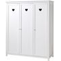Armoire enfant 3 portes AMORI – Blanc laqué, esprit romantique & grand rangement