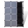 Armoire modulaire 9 compartiments Noir et blanc 37 x 115x150 cm