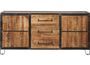 Bahut 2 portes 3 tiroirs bois manguier marron et métal noir Engal 200 cm