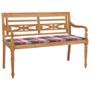 Banc Batavia avec coussin à carreaux rouge 120 cm Bois de teck