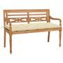 Banc Batavia avec coussin blanc crème 150cm Bois de teck massif