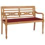 Banc Batavia avec coussin bordeaux 120 cm Bois de teck massif 2