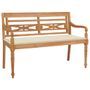 Banc Batavia avec coussin crème 120 cm Bois de teck massif